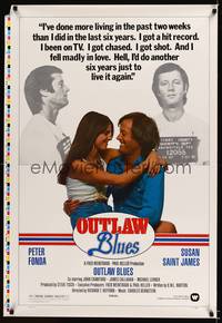 1v006 OUTLAW BLUES printer proof 1sh '77 crook Peter Fonda & holding sexy Susan Saint James!
