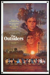 1v413 OUTSIDERS 1sh '82 Coppola, S.E. Hinton, Howell, Dillon, Macchio, Swayze, Lowe, Estevez