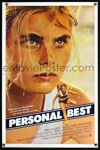 1v418 PERSONAL BEST teaser 1sh '82 great close-up of athletic determined Mariel Hemingway!