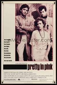 1v430 PRETTY IN PINK 1sh '86 great portrait of Molly Ringwald, Andrew McCarthy & Jon Cryer!