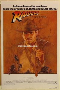 1v441 RAIDERS OF THE LOST ARK 1sh '81 great art of adventurer Harrison Ford by Richard Amsel!