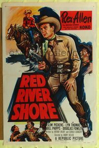 1v446 RED RIVER SHORE 1sh '53 cool full-length artwork of cowboy Rex Allen pointing gun!