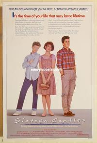 1v486 SIXTEEN CANDLES 1sh '84 Molly Ringwald, Anthony Michael Hall, directed by John Hughes!