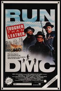 1v537 TOUGHER THAN LEATHER 1sh '88 great image of Run DMC, Darryl McDaniels, Jam Master Jay!