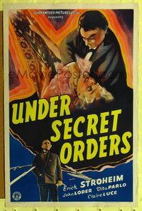 1v549 UNDER SECRET ORDERS 1sh '43 Erich von Stroheim, gripping expose of most sinister spy ring!