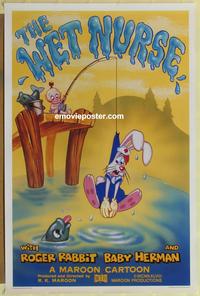 1v563 WET NURSE Kilian 1sh '88 Baby Herman goes fishing w/Roger Rabbit as the bait!