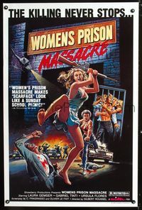 1v581 WOMEN'S PRISON MASSACRE 1sh '85 Emanuelle Fuga Dall'Inferno, wild art of violent girls!