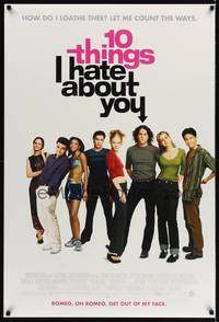 1w014 10 THINGS I HATE ABOUT YOU DS 1sh '99 Julia Stiles, Heath Ledger, modern Taming of the Shrew!