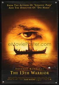 1w017 13th WARRIOR DS 1sh '99 extreme c/u of Antonio Banderas' eye, directed by Michael Crichton!