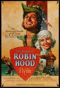 1w033 ADVENTURES OF ROBIN HOOD 1sh R89 Errol Flynn as Robin Hood, Olivia De Havilland