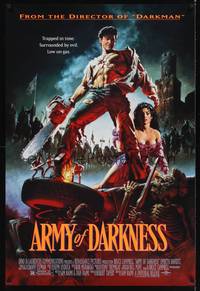 1w057 ARMY OF DARKNESS DS 1sh '93 Sam Raimi, great artwork of Bruce Campbell with chainsaw hand!