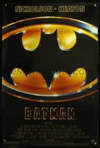 1w085 BATMAN 1sh '89 Michael Keaton, Jack Nicholson, directed by Tim Burton!