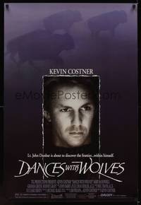 1w177 DANCES WITH WOLVES DS 1sh '90 Kevin Costner & Native American Indians!