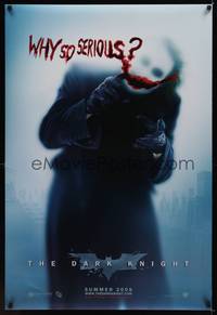 1w178 DARK KNIGHT teaser DS 1sh '08 Heath Ledger as the Joker, why so serious?