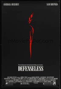 1w194 DEFENSELESS 1sh '91 Barbara Hershey, Sam Shepard, cool poster image!