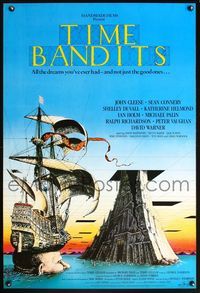 1w754 TIME BANDITS English 1sh '81 John Cleese, Sean Connery, art by director Terry Gilliam!
