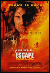 1w212 ESCAPE FROM L.A. advance DS 1sh '96 John Carpenter, Kurt Russell returns as Snake Plissken!
