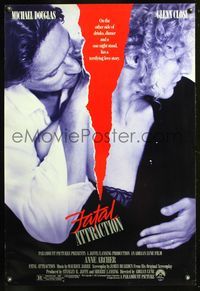 1w220 FATAL ATTRACTION 1sh '87 Michael Douglas, Glenn Close, a terrifying love story!