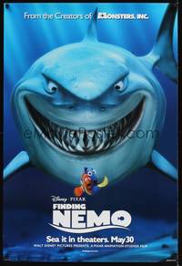 1w227 FINDING NEMO teaser DS 1sh '03 best Disney & Pixar animated fish movie, Bruce!