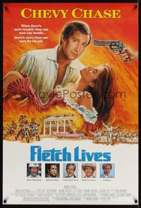 1w230 FLETCH LIVES DS 1sh '89 Chevy Chase, Julianne Phillips, Gone With the Wind parody art!