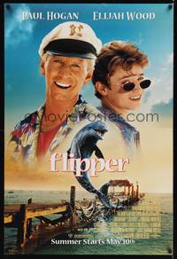 1w231 FLIPPER advance DS 1sh '96 Elijah Wood, Paul Hogan, dolphin!