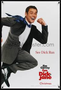 1w241 FUN WITH DICK & JANE teaser DS 1sh '05 great wacky image of Jim Carrey on the run!