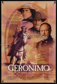 1w244 GERONIMO int'l DS 1sh '93 Walter Hill, great image of Native American Wes Studi on horse!
