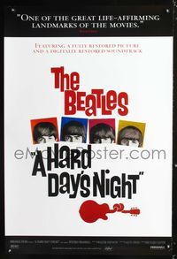 1w262 HARD DAY'S NIGHT 1sh R99 great image of The Beatles, rock & roll classic!