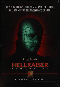 1w270 HELLRAISER: BLOODLINE teaser 1sh '96 Clive Barker, Pinhead at the crossroads of hell!
