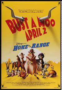 1w277 HOME ON THE RANGE advance DS 1sh '04 Disney cow farm animal western cartoon!