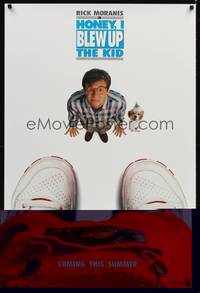 1w279 HONEY I BLEW UP THE KID teaser DS 1sh '92 great image of Rick Moranis & huge shoes!