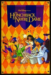 1w285 HUNCHBACK OF NOTRE DAME int'l DS 1sh '96 Walt Disney cartoon, cool checkerboard art!