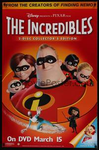 1w324 INCREDIBLES video 1sh '04 Disney/Pixar animated sci-fi superhero family!