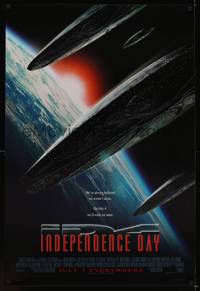 1w327 INDEPENDENCE DAY style B advance 1sh '96 great image of enormous alien ships over Earth!