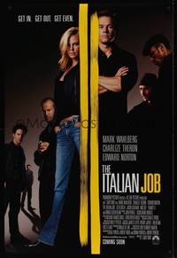 1w370 ITALIAN JOB advance DS 1sh '03 Mark Wahlberg, sexy full-length Charlize Theron!