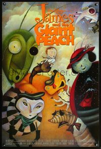 1w385 JAMES & THE GIANT PEACH DS cast style 1sh '96 Disney fantasy cartoon, Jane Smith art!