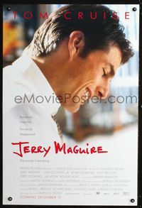1w396 JERRY MAGUIRE DS advance 1sh '96 close up of Tom Cruise, directed by Cameron Crowe!
