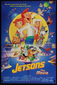 1w398 JETSONS THE MOVIE DS 1sh '90 Hanna-Barbera sci-fi family cartoon, cool art!