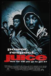 1w410 JUICE recalled advance 1sh '92 Ernest R. Dickerson directed, Omar Epps, Tupac Shakur w/gun!