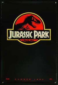 1w417 JURASSIC PARK teaser red 1sh '93 Steven Spielberg, Richard Attenborough re-creates dinosaurs!