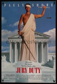 1w420 JURY DUTY 1sh '95 wacky image of Pauly Shore as Justice!