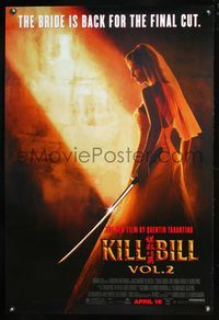 1w430 KILL BILL: VOL. 2 DS advance 1sh '04 bride Uma Thurman with katana, Quentin Tarantino