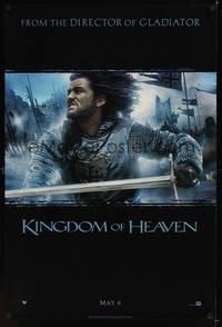 1w440 KINGDOM OF HEAVEN style A teaser DS 1sh '05 great close image of Orlando Bloom in action!