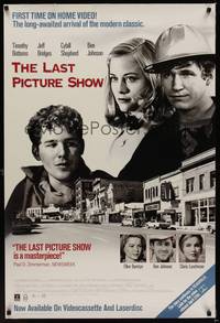 1w453 LAST PICTURE SHOW video 1sh R90 Peter Bogdanovich, Jeff Bridges & Cybill Shepherd!