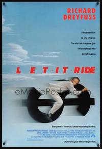 1w459 LET IT RIDE advance 1sh '89 wacky image of Richard Dreyfuss riding a dollar sign!