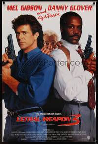 1w461 LETHAL WEAPON 3 advance 1sh '92 great image of cops Mel Gibson, Glover, & Joe Pesci!
