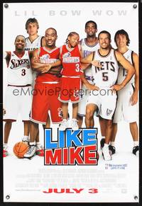 1w463 LIKE MIKE style A advance DS 1sh '02 cast portrait of Lil' Bow Bow & real basketball players!