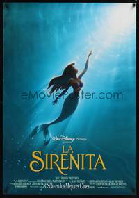 1w465 LITTLE MERMAID Spanish/U.S. 1sh R98 Ariel & cast, Disney underwater cartoon!