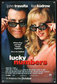 1w472 LUCKY NUMBERS advance DS 1sh '00 great image of John Travolta & Lisa Kudrow in cool shades!