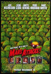 1w483 MARS ATTACKS! advance 1sh '96 directed Tim Burton, great image of alien brains!